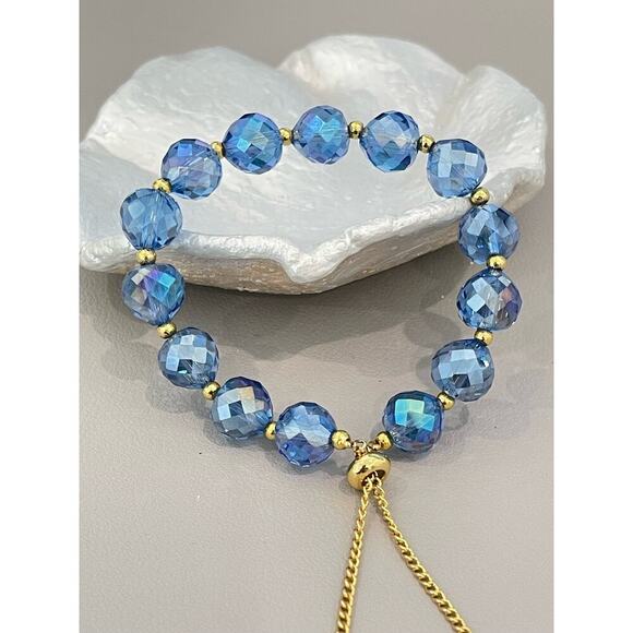Deep Blue Swarovski Beaded Bracelet - Picture 10 of 16